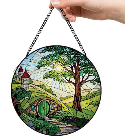 30 cmAttrape-soleil en vitrail oiseau et fleurs, décoration suspendue fenêtre ou jardin, cadeau pour maman grand-mère (1/5)