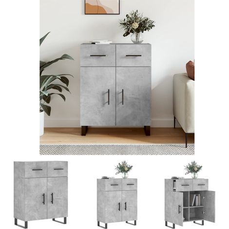 Metallbeine - vidaXL Sideboard Betongrau 69,5x34x90 cm Holzwerkstoff - Holzschrank (1/5)
