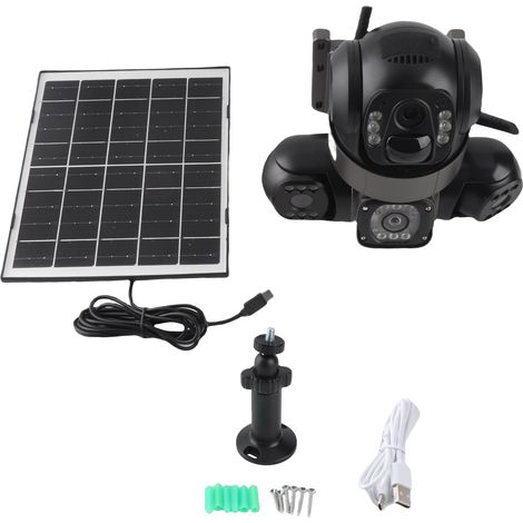 Ortviai Caméra de sécurité solaire sans fil à triple objectif V380 PRO 3240×1920, détection de mouvement IA, vision nocturne (1/5)