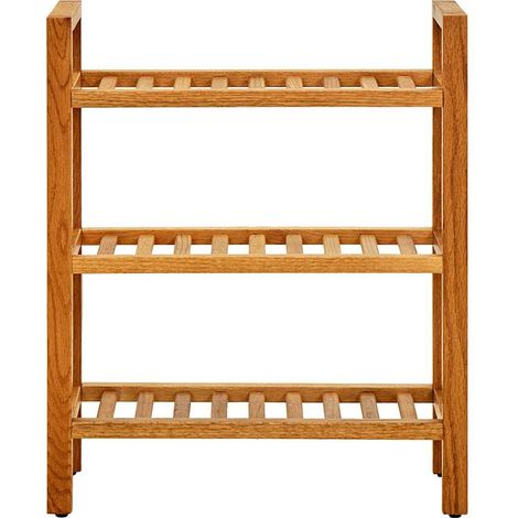 Étagère à chaussure Meuble à chaussures à 3 niveaux 50x27x60 cm Chêne massif (1/5)