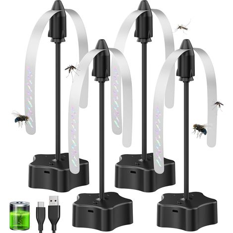 Ventilateur Anti-Mouches 4 Pièces, Rechargeable par USB, Ventilateur Portable pour Terrasse, Jardin, Restaurant, Pique-Nique – Protection Efficace Contre Les Insectes Volants (1/5)