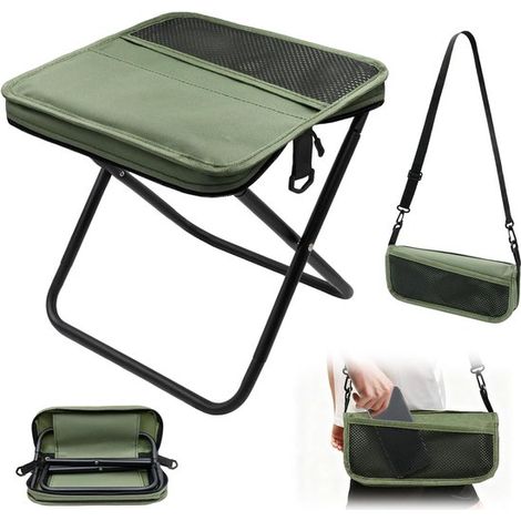 Klapphocker – Tragbarer Stuhl – Für Outdoor-Aktivitäten – Kompakt zusammenklappbar – 31 x 28 x 31 cm – Grün (1/5)