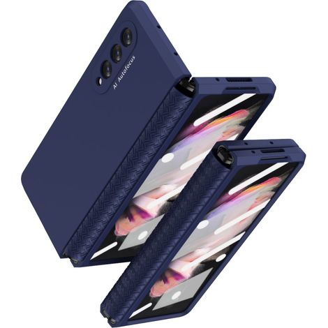 Cover con cerniera per Samsung Galaxy Z Fold3 5G, con vetro, blu (1/5)