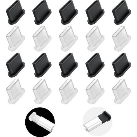 20 tapas protectoras de plástico para cables de datos USB C, cables de carga y puertos de carga tipo C. (1/5)