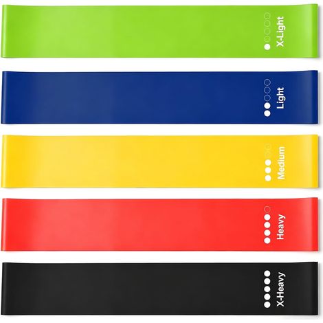 5PCS Bandes de Force et Bandes de Tension, Lanière Sportive pour Gym, Pilates, Courroie de Résistance Entraînement, Sangle de Traction Fitness, Bande de Tonification, Entraînement Complet (1/5)
