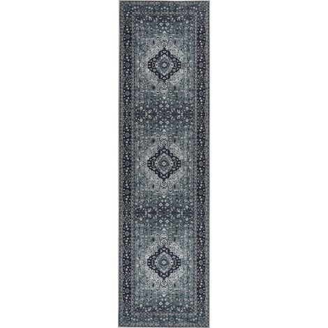 Alfombra de poliéster gris blanco negro 80 x 300 cm antideslizante Vadkadam