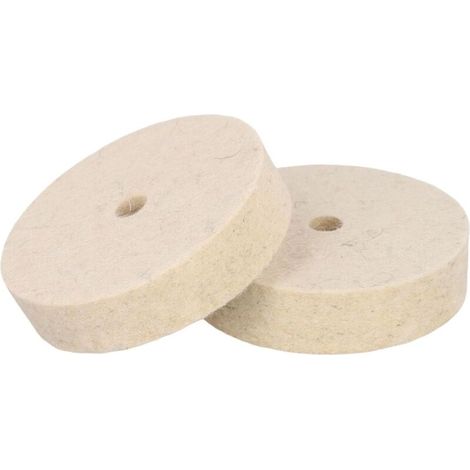 Lot de 2 disques de polissage en feutre de laine de 75 mm avec trou de 10 mm, pour meuleuses d'angle et polisseuses (1/4)