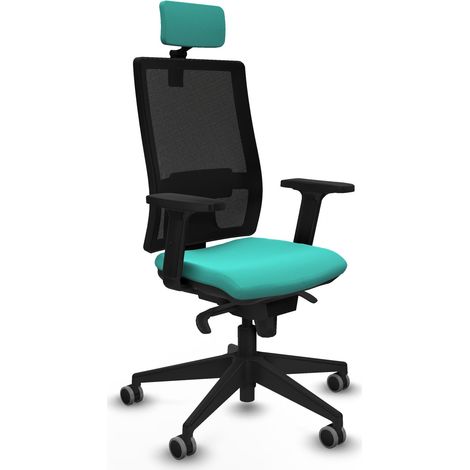 Horna sincro malla negra similpiel turquesa brazos 2D base piramidal cabecero 2D ruedas 65mm engomadas (1/5)