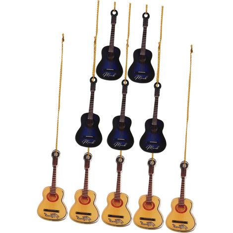 10 Pièces Miniatures de Guitare Suspendue de Noël en Acrylique, Décoration de Bureau Légère et Créative pour Maison et Bibliothèque (1/5)