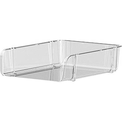 Lot de 2 rangements de bureau transparents empilables, casier à fournitures, étagère de bureau L 26,5x33,2x8,5cm (1/5)