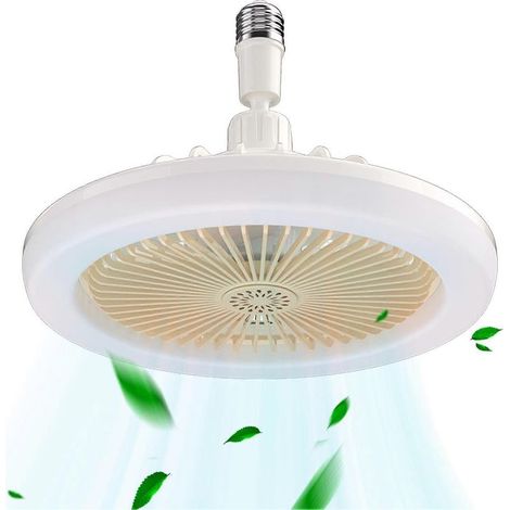 Ventilateur de salle de bain avec lumière, ventilateur de plafond moderne avec éclairage LED pour chambre d'enfant, ventilateur rafraîchissant avec ampoule jaune pour chambre à coucher