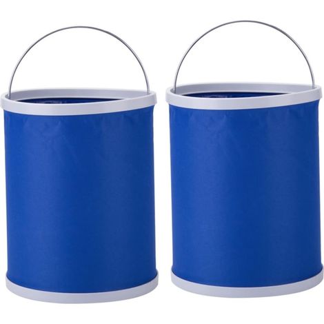 Seau pliable de 11 L – Lot de 2 compact et léger idéal pour le jardinage, le camping, le lavage de voiture et le rangement en voyage (1/4)