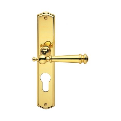 Ouvre&Déco – Poignées de porte d'entrée à cylindre – Laiton poli – Entraxe 195 mm – Compatible avec serrures à relevage – Usage extérieur durable
