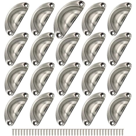 Lot de 10 Poignées coquillage, Fer, Style rétro, 81 mm x 35 mm, Pour tiroirs et placards (1/5)
