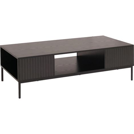 Meuble TV HHG-294, Tableau TV Table basse Armoire TV Compartiments, mélamine MDF 39x120x60cm, aspect bois noir
