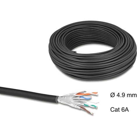 Delock Rollo de cable de red Cat.6A U/FTP 500 MHz Slim flexible sin halÃ³genos 50 m negro