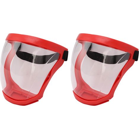 Lot de 2 masques de protection anti-poussière avec élastique de sécurité, réutilisables, avec filtres en coton, transparents, pour adultes, rouges et blancs. (1/5)