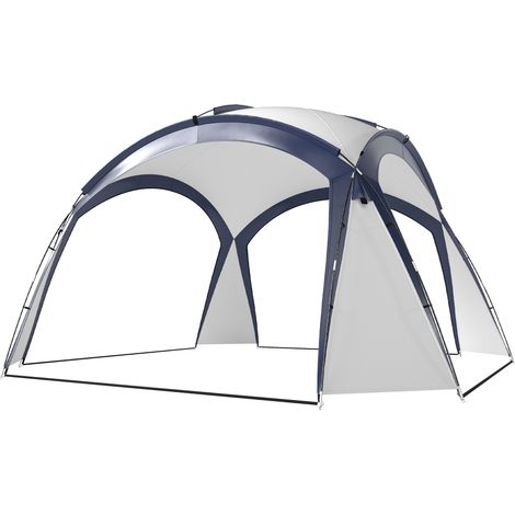 Tente dôme 6-8 personnes, pavillon de jardin, protection solaire et anti-bruine, 3,5 x 3,5 x 2,22 m, blanc crème (1/5)