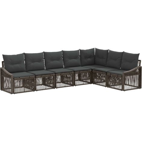 Gartensofa-set 7 pcs Grau Poly-Rattan vidaXL