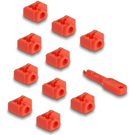 20928 DeLock Lot de 10 bloqueurs de Port RJ45 - Lot de 10 bloqueurs de Port pour RJ45 Femelle avec clé de verrouillage