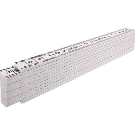 Metro pieghevole in plastica STABILA tipo 1107, 2 m, bianco, scala metrica - 01701 (1/3)