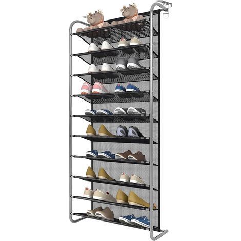 Étagère à Chaussures, Organisateur de Chaussures, à 10 Niveaux Support à Chaussures Suspendu à la Porte, avec Crochet à épaisseur réglable(50 x 21 x 150cm) (1/5)