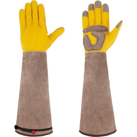Gants de Jardinage avec Protection des Avant-bras pour Hommes/Femmes, Gants de Travail en Cuir de Vache Durables pour Jardinier et Fermier (1/5)