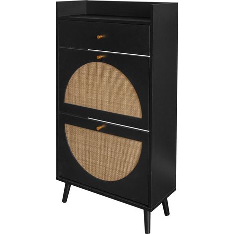 PLACARD à chaussures polyvalent durable Particle Board noir 60.00 x 24.00 x 110.00 (1/5)
