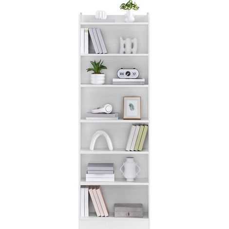 Homevive Estantería Abierta de 7 Niveles Librería de Madera con Compartimento Superior Abierto para Dormitorio Oficina Estudio Sala de Estar Blanco