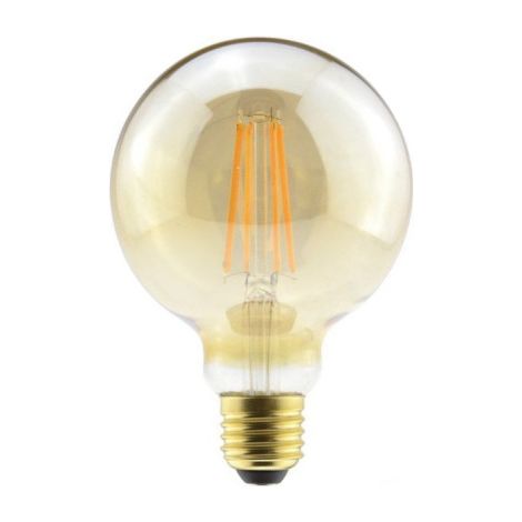Ampoule LED globe à filament déco - Xxcell - E27 - 9 W - 950 lm - 2500 K - Dimmable - D. 95 mm - Ambrée (1/4)