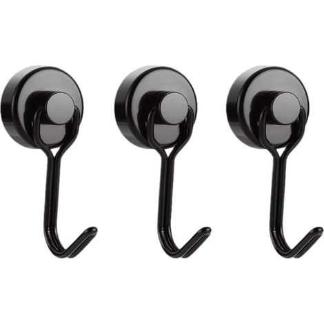 Potente gancio magnetico, magnete per frigorifero nero al neodimio, gancio magnetico girevole, ganci magnetici per cucina, strofinacci, lavagne, 6 pezzi (1/4)