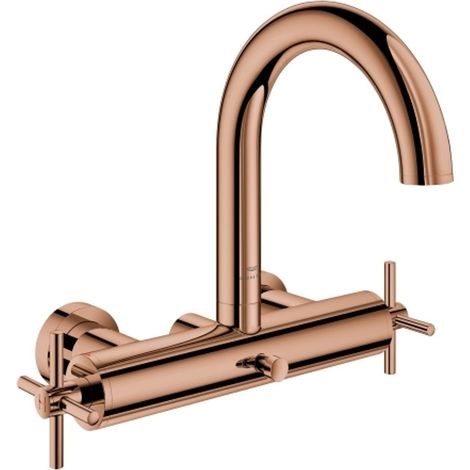 GROHE Grifo de bañera bimando Atrio 25268 montaje en pared con manetas en cruz warm sunset, 25268DA0
