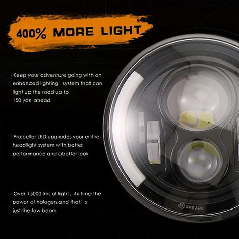 Faros LED redondos de 7 pulgadas, 200 W, con anillos luminosos y luces del día para Jeep (lote de 2) (1/5)