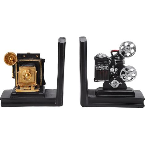 Decorative Resin Bookends with Film Projector, Bookends with Non-Slip Base for Home, Office and Study Organization (1/5)