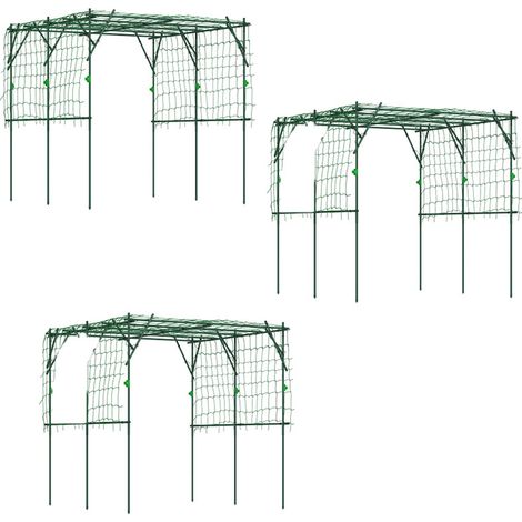 3er-Set rankgitter aus Stahl rostfrei Rankhilfe mit Dreieckig Stützdesign 223x223x223 cm Rosenbogen für Kletterpflanzen Garten Spalier für Zimmerpflanzen Pflanzenspalier für Gemüse Blumen Grün