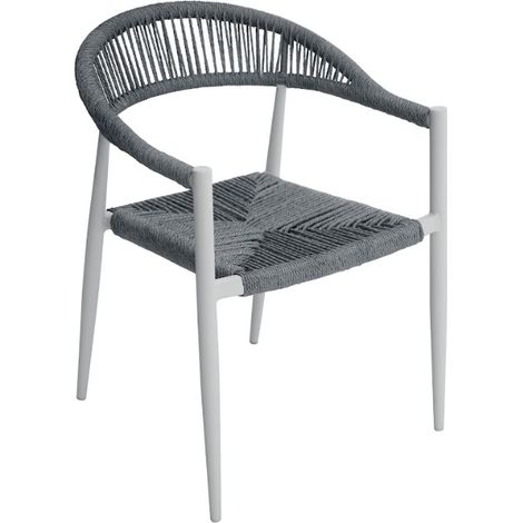 Sedia con braccioli in alluminio bainco con seduta e schienale twist wicker grigio MALIGI HOME MG/BASILICO Grigio (1/3)