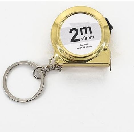 Mini mètre ruban en acier rétractable de 2 m - Porte-clés portable - Règle de mesure (doré) (1/5)
