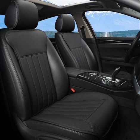Comfortable Car Seat Cushion, Four Seasons Universal Non-Slip Car Seat Cover with Backrest (2 Pieces) - Black (1/5)
