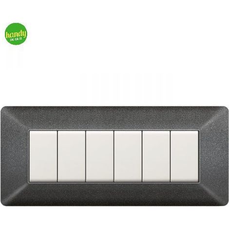 Placca da 6 moduli Easy Elettrocanali in plastica grigio notte