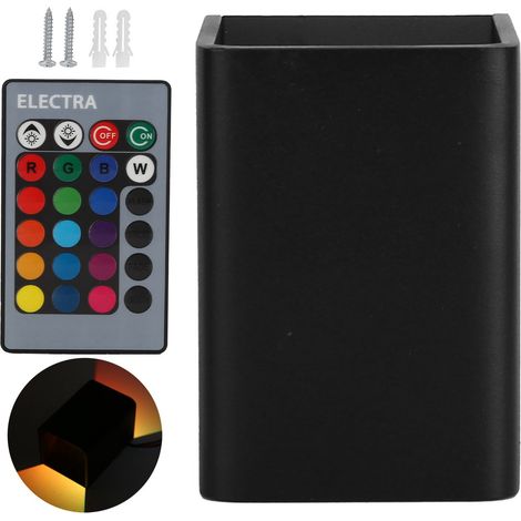 murale LED RGBW 5W avec télécommande boîtier noir en