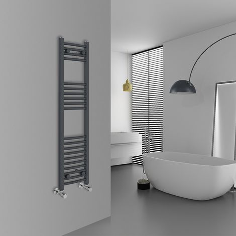 WarmeHaus Curved Anthracite Bathroom Ladder Radiator 1200x300mm (1/5)