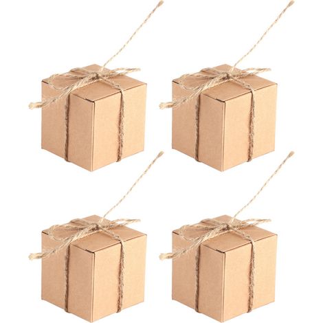 50 Pièces Boîtes Cadeaux en Papier Kraft Brun pour Mariage, Bonbons et Chocolats (1/5)