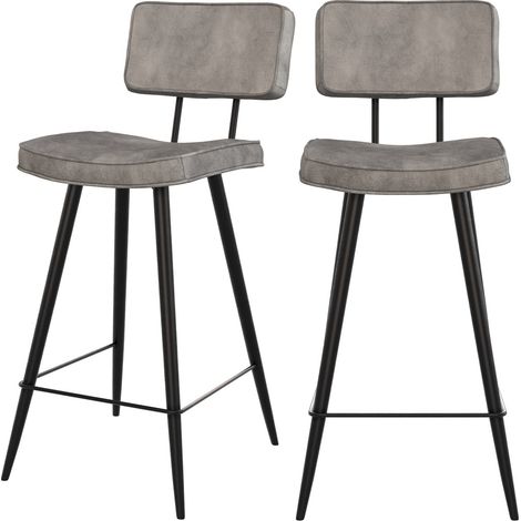 Lot de 2 chaises pour îlot central 66 cm en cuir synthétique gris - TEXAS