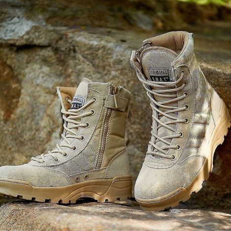 Bottes tactiques militaires désertiques, uniformes des forces spéciales, chaussures de travail et de sécurité pour hommes et femmes, bottes de combat à fermeture éclair, baskets - 42 - Sandy (1/5)