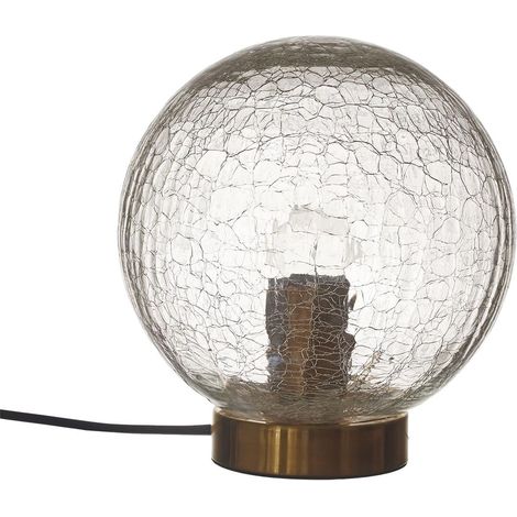 Lampe à Poser Boule en Verre Ciselé Socle Doré Ø20cm (1/5)