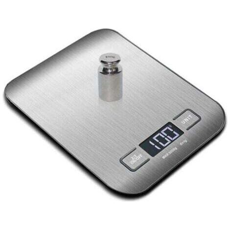 Elektronische Präzisions-Küchenwaage (10 kg/1 g), Edelstahl-Lebensmittelwaage mit LCD-Anzeige und Tara-Funktion, 6 Einheiten, zum Wiegen von Lebensmitteln beim Kochen, Backen und Mischen