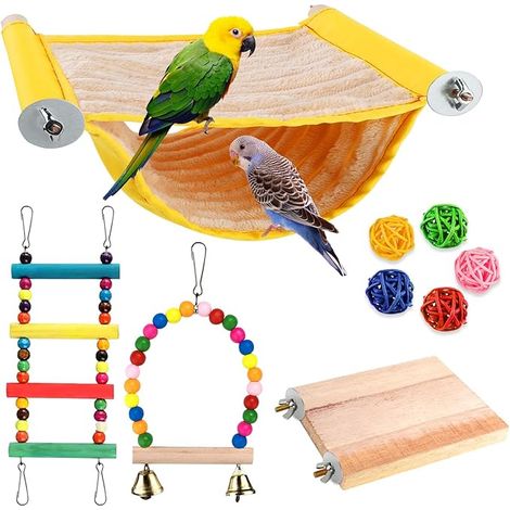 Hammock for Birds, Parrot Hammock, Toys for Birds, Hanging Toy for Parrot, Bird's Nest for Parrot, Eclectus Cockatiels, Parakeets Hamster (L, 18 x 23 cm) (1/5)