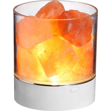 Lampe de cristal USB, lampe de sel naturel de l'Himalaya, purificateur d'air, lampe de table à lumière chaude pour chambre à coucher, lampe à lave (1/5)