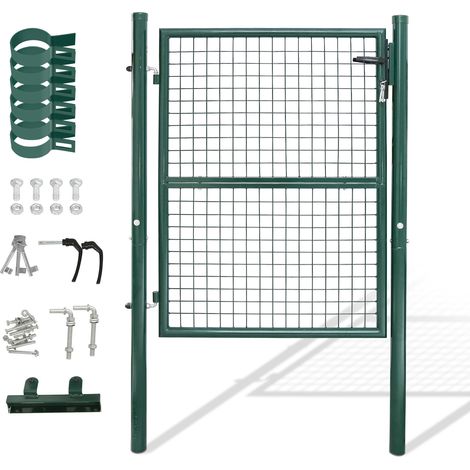 Wolketon 150x100 cm Cancelletto da giardino in acciaio zincato - Cancello da giardino - Con serratura, maniglia e chiave Cancelletto con griglia - Verde