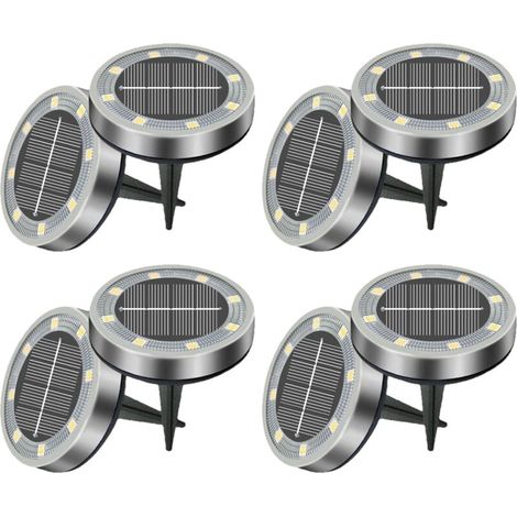 8er-Set Solar-Gartenleuchten (8 LEDs, kaltweiß, wasserdicht) – Dekoration für Rasen, Einfahrt und Wege (1/4)
